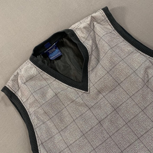 Sunderland of Scotland Pullover Vest Men XL Gray Prince of Wales Check Golf USA - Picture 1 of 10